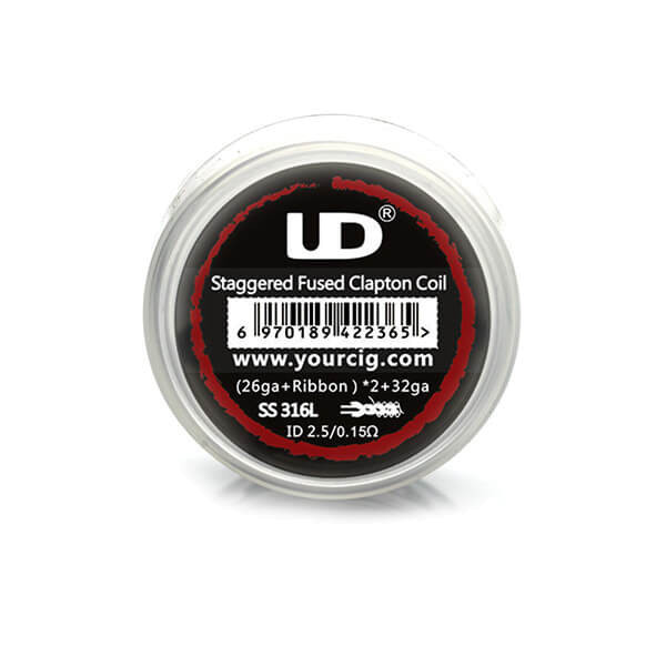 (10x) UD Prebuilt SS316L Staggered Fused Clapton Coils 0.15 Ohm