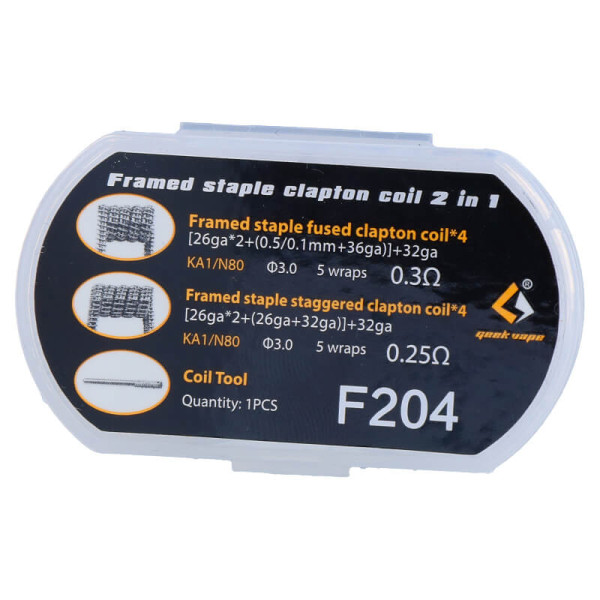(8x) Geekvape Prebuilt Framed Staple Clapton Coils 0.3 Ohm / 0.25 Ohm